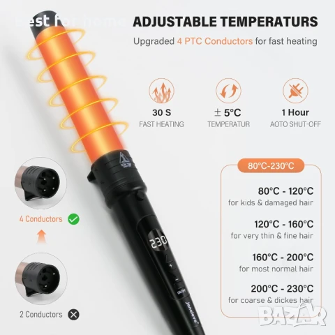 Маша за коса 9-32 мм с различни приставки, снимка 3 - Маши за коса - 51123075