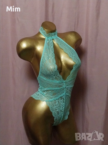 S Дантелено боди в резда/ светло зелено/, снимка 2 - Корсети, бюстиета, топове - 53377134