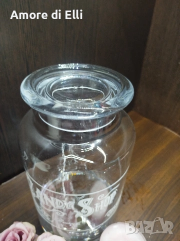 Голям стъклен буркан "Candy Shop" – 28 см, за бонбони и сладки