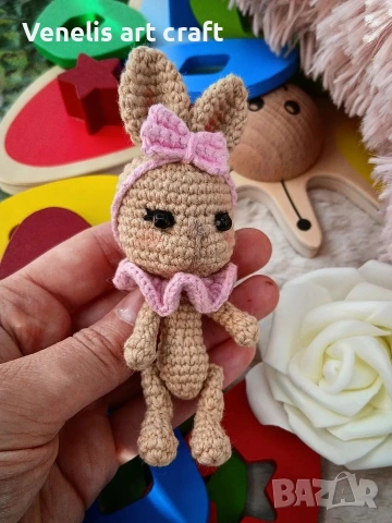 Плетено зайче за фотосесия на новородено бебе, снимка 3 - Други - 54169741