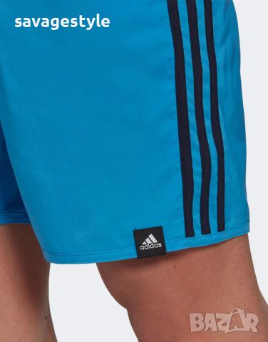 Мъжки къси панталони ADIDAS Classic-Length 3-Stripes Swim Shorts Blue, снимка 2 - Други - 45762370