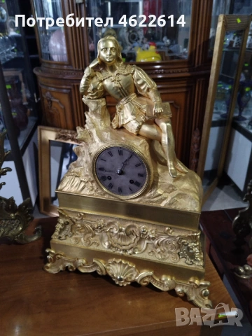 СТАР ФРЕНСКИ ЧАСОВНИК ПОЗЛАТЕН , снимка 3 - Антикварни и старинни предмети - 53629139