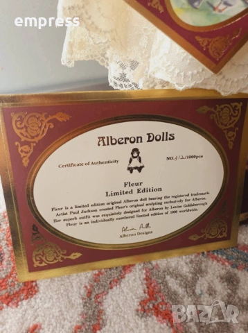 Порцеланова кукла Alberon - Fleur , снимка 10 - Колекции - 50408364