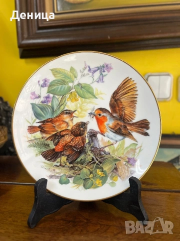 Чинията е много красива♥️ Колекционерска порцеланова чиния от серията „Hungrige Rotkehlchen“ (Гладни