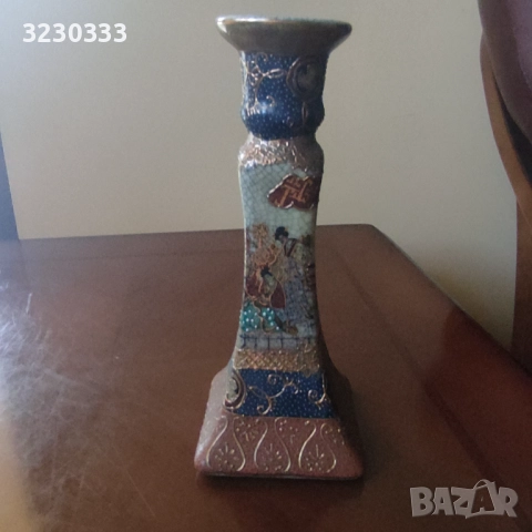 Порцеланов свещник Satsuma, снимка 3 - Антикварни и старинни предмети - 51543822