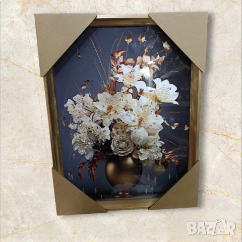 Вълнуваща картина с нежна ваза и разцъфнали цветя, снимка 3 - Картини - 46396974
