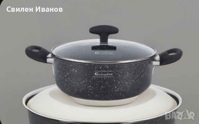 Тенджера Goldmann GM 1300-24, 24x105см., Алуминий, Мрам. покр., Черен, снимка 2 - Съдове за готвене - 45342078