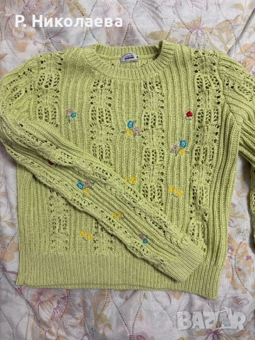 Пуловер в зелено XS 100% памук Pimkie