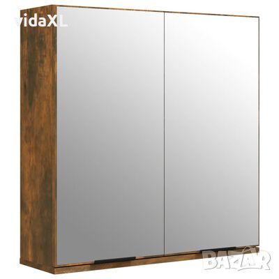 vidaXL Шкаф за баня с огледало, опушен дъб, 64x20x67 см(SKU:817066, снимка 1 - Шкафове - 45405785