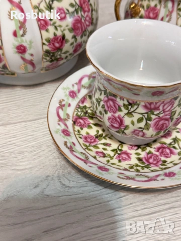 Френски порцеланов сервиз Limoges ръчно рисуван , снимка 5 - Сервизи - 53415849