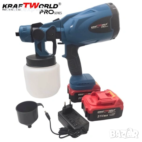Акумулаторен пистолет за боядисване KraftWorld 21V 800 мл, снимка 2 - Други инструменти - 53746986