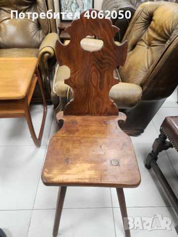 Винтидж, Brutalist дизайн столове от края на 19ти век изработени на ръка от масивно дърво., снимка 3 - Столове - 45299082