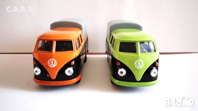 Volkswagen VW T1 Double Cabin Pick Up WELLY 43603, снимка 6 - Колекции - 52948175