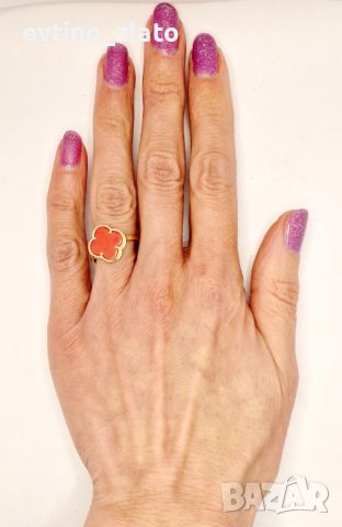 Дамски златни пръстени - Четирилистна детелина, снимка 10 - Пръстени - 45637541