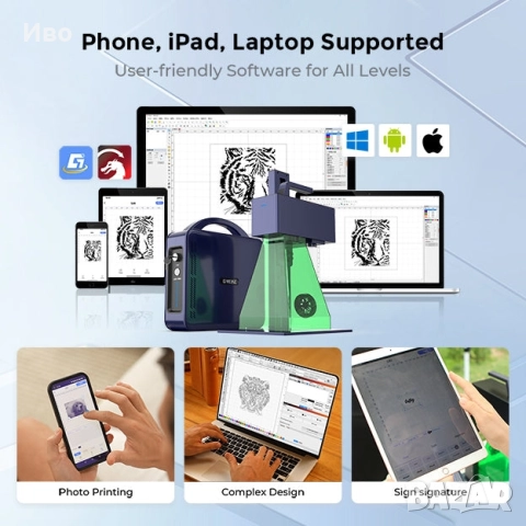 Лазер 20W/30W/50W Gweike за гравиране на всички видове метал и пластма, снимка 3 - Други машини и части - 51630535