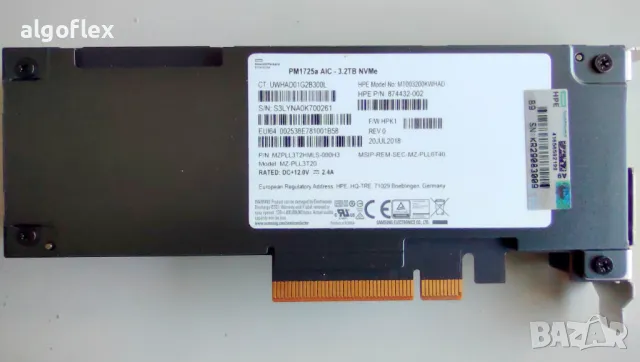 Samsung NVMe PM1725a 3.2TB PCIe3.0 x8 HP 874432-002 HHHL SSD Server, снимка 4 - Други - 47894285