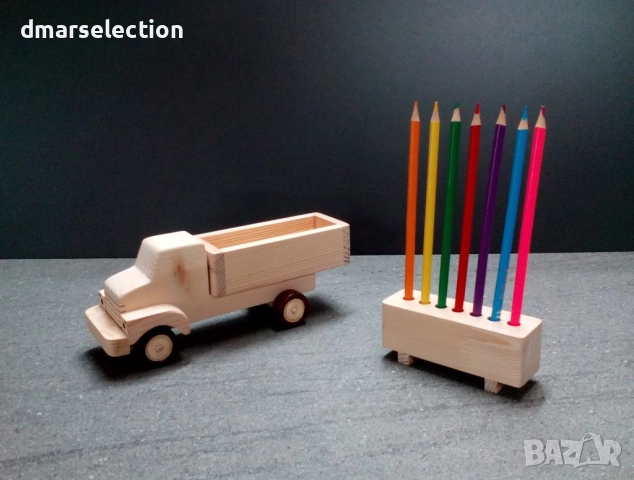 Декоративно дървено камионче - моливник DMAR 323, снимка 3 - Колекции - 52406866