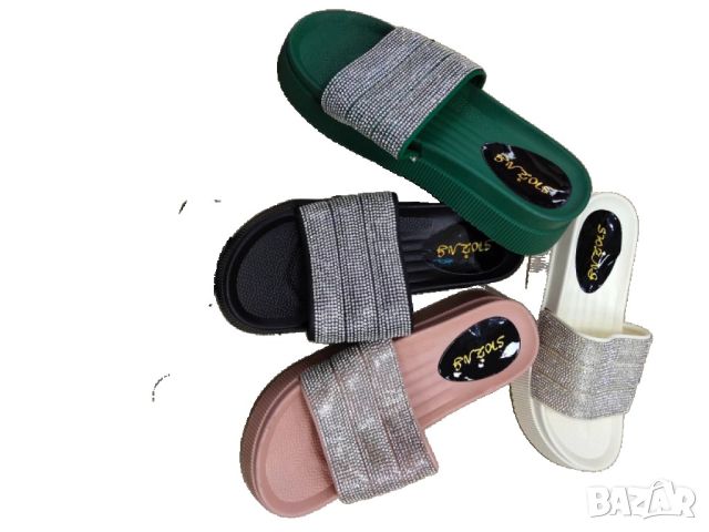 Изискани дамски плажни чехли със завладяващ блясък, снимка 4 - Чехли - 46377749