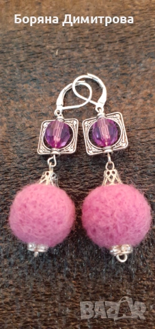 Еко бижута от вълна - красиви обеци за ежедневието! Уникати!, снимка 11 - Обеци - 53657020