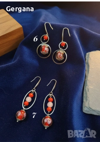 Обеци от медицинска стомана и стъклени мъниста | дамски бижута, снимка 4 - Бижутерийни комплекти - 54066656