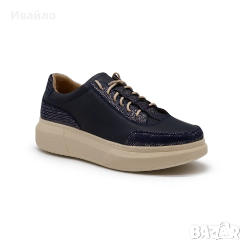 Дамски тъмносини спортни обувки от естествена кожа 