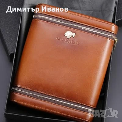 Cohiba кедров (кожено покритие) преносим хумидор със овлажнител за 6 пури, снимка 2 - Други - 51019105