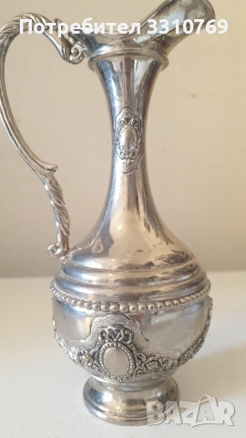 Красива посребрена бронзова кана., снимка 1