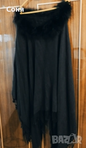 Пончо с яка от естествена кожа, снимка 12 - Палта, манта - 53067847