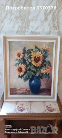 Авторска картина за стена-"Ваза със слънчогледи', снимка 4 - Картини - 53778104