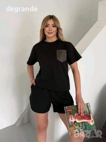 Черен Спортен дамски сет Louis Vuitton ВИДЕО НА МОДЕЛА , снимка 2 - Спортни екипи - 51304474