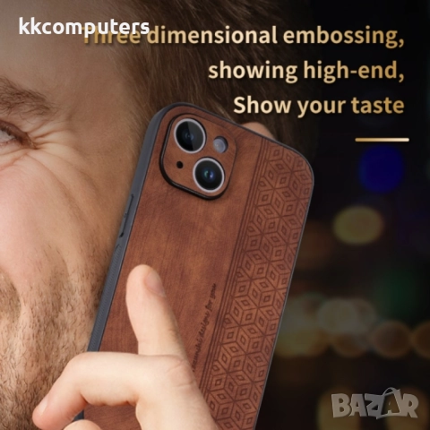 Apple iPhone 15 ЕAZNS Удароустойчив Кожен Калъф и Протектор, снимка 10 - Калъфи, кейсове - 52202639