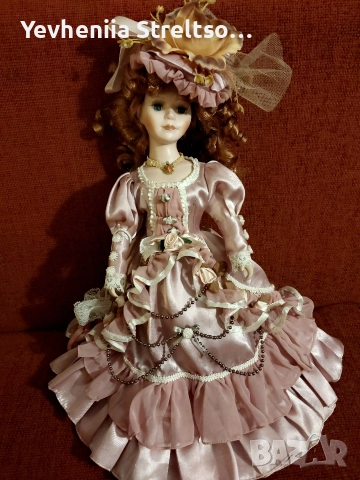 Фарфоровая кукла в розовом платье,шляпе и зонтиком, снимка 2 - Кукли - 52849756