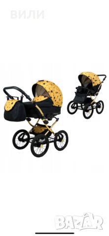 Детска количка 3в1 с ретро колела + Столче за кола, 10кг, снимка 1 - Детски колички - 46347385
