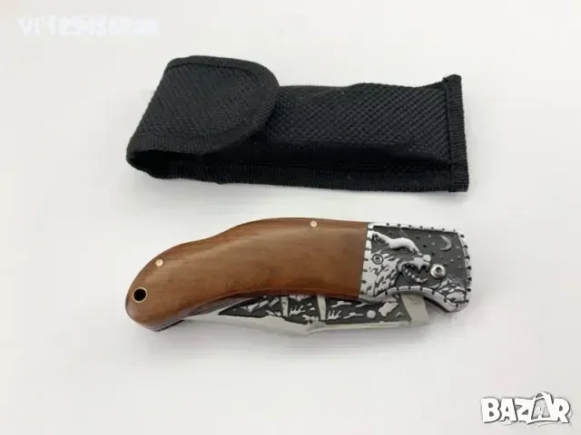 Руски сгъваем джобен нож с калъф"Тайга"/Вълк/Акула сталь 65х13, снимка 5 - Ножове - 50772888