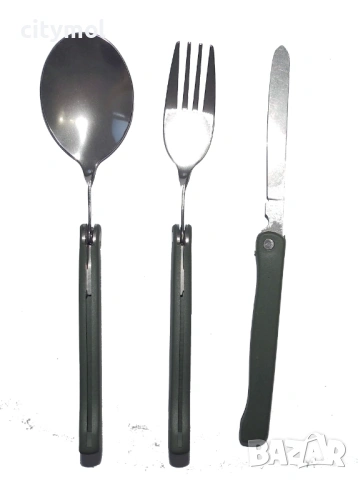 Туристически кoмплект вилица, лъжица и нож сгъваеми