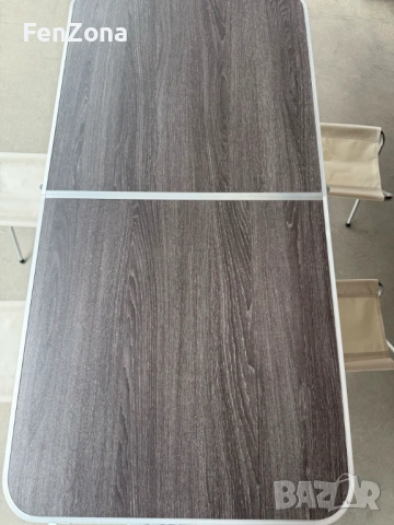 Комплект сгъваема къмпинг маса с 4 стола, регулируема височина, дизайн "куфар" в сив цвят, снимка 2 - Други стоки за дома - 53947099