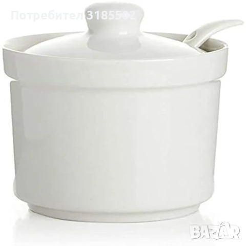 Порцеланова купичка с капак и лъжичка, снимка 6 - Аксесоари за кухня - 51392440