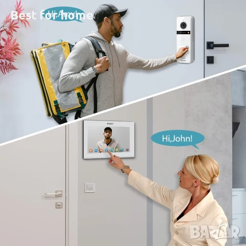 TMEZON 4-жична видеодомофонна система с тъчскрийн монитор, снимка 3 - Други - 50907646