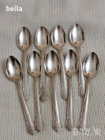 Комплект сребърни стари лъжички за кафе 9 броя на фирмата GAB, снимка 4 - Антикварни и старинни предмети - 52949071