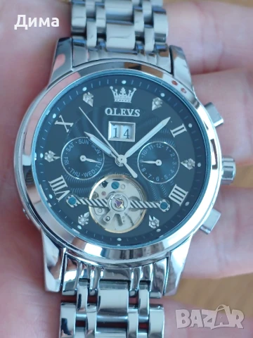 Olevs Автоматичен Мъжки Часовник, Хронограф,Скелет,HDСветещ,3 АТМ, Прозрачен гръб, Мултифункциионал, снимка 9 - Мъжки - 51067503