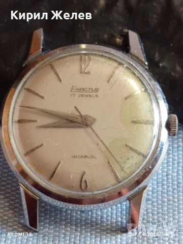 Стар механичен часовник EXACTUS ANTI-MAGNETIC работи за КОЛЕКЦИЯ 54360, снимка 3 - Антикварни и старинни предмети - 54118987