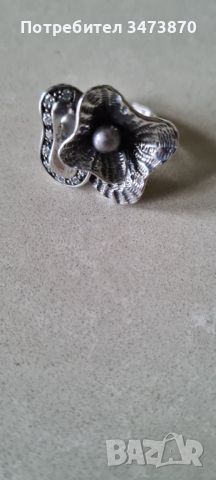 Авторски сребърен пръстен с перла , снимка 3 - Пръстени - 45957694