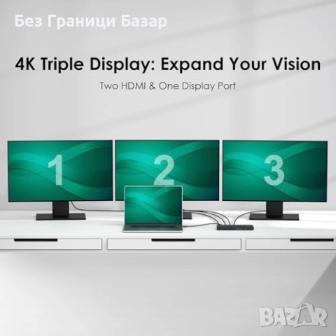 Нов USB-C 12 в 1 док станция, 8K DP, Dual 4K HDMI, Ethernet, 130W PD, снимка 4 - Друга електроника - 52306394