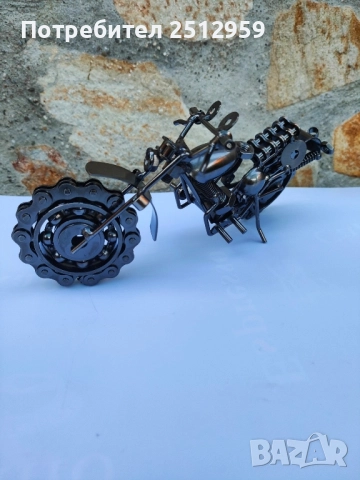 метален мотоциклет, ръчно изработен , снимка 3 - Декорация за дома - 51620266
