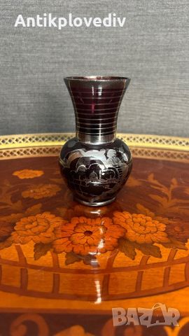 Кристална ваза Bohemia със сребро, снимка 1 - Вази - 45335020
