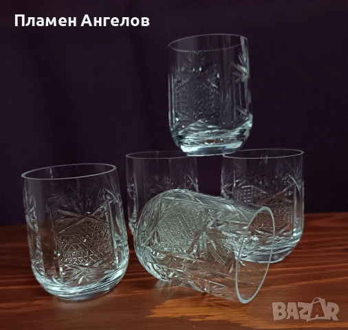 Комплект от 5 броя кристални чаши "Велизара" - Сливен, снимка 2 - Чаши - 53652221