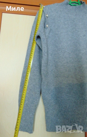 Нова Дамска Блуза Състав Памук Кашмир Ангора Сива, снимка 3 - Блузи с дълъг ръкав и пуловери - 53701753