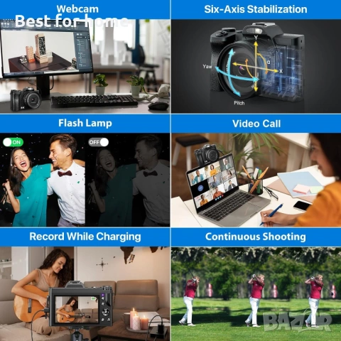 5K цифрова камера, WiFi автофокус, влог камера за YouTube, 48MP камера за фотография и видео, снимка 7 - Камери - 54158666