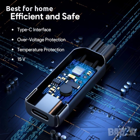 USB-C Адаптер за зарядно за Philips OneBlade и Norelco (15V HQ8505) – Компактен преходник за пътуван, снимка 5 - Друга електроника - 53213089