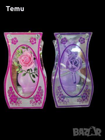 Стъклена ваза с флорални разцветки, снимка 1 - Вази - 45826393